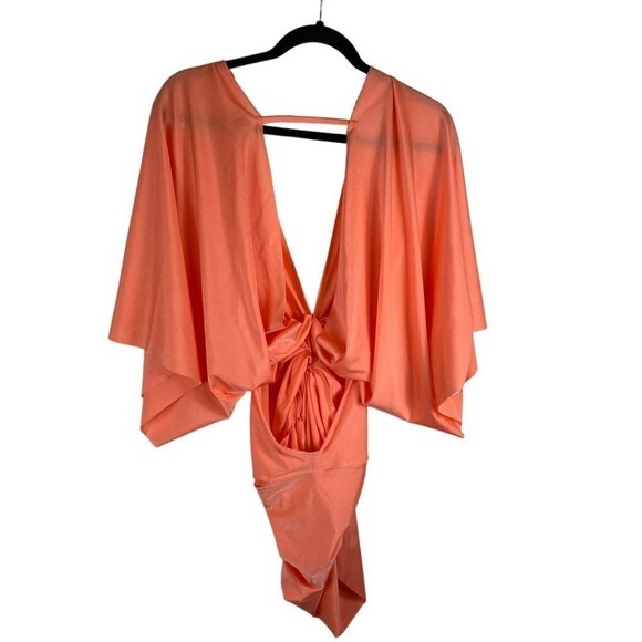 NWT Baobab Mia Twist Front Ruched Mini Sheath Dress Coral Size S - Picture 5 of 6